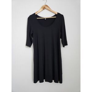Eileen Fisher Black Scoop Neck Elbow Sleeve Dress | Size S/P